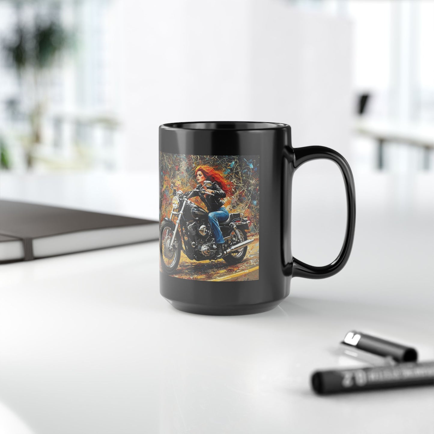 Bold Biker 15oz Black Mug - Perfect Gift for Motorcycle Enthusiasts