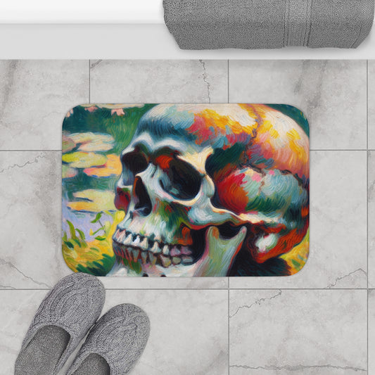 Bath Mat - Colorful Skull Vibrant Art Décor for Bohemian Home, Unique Bathroom Accessory, Halloween, Day of the Dead, Gift