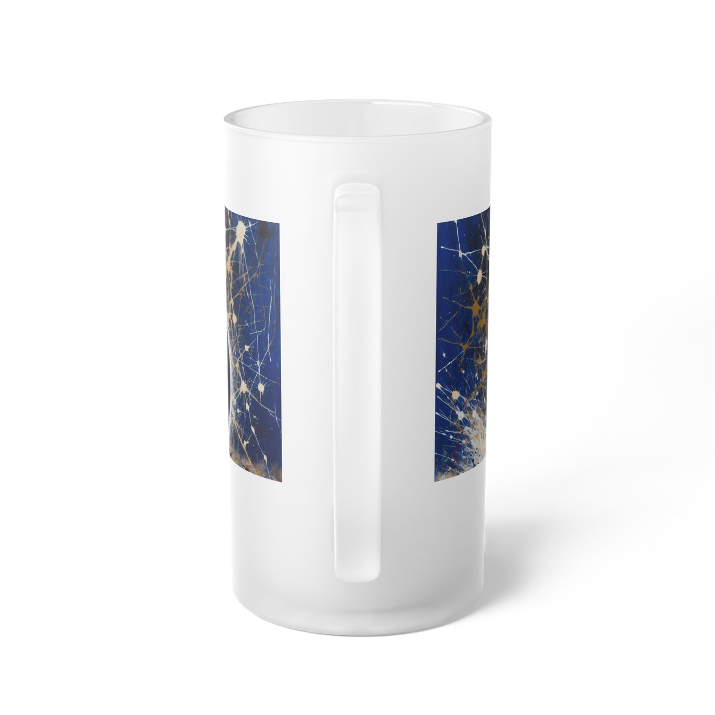 Frosted Glass Beer Mug | Vintage Motorcycle Design | Perfect Gift for Bikers