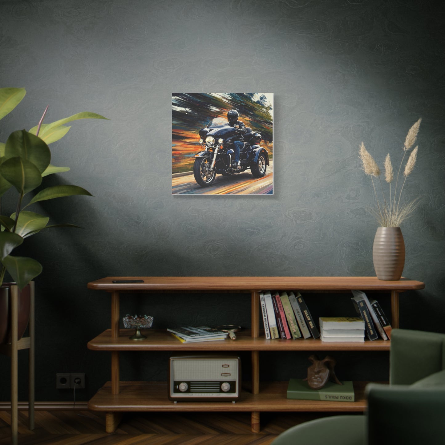 Vibrant Motorcycle Art Canvas - 12x12 Stretched Print