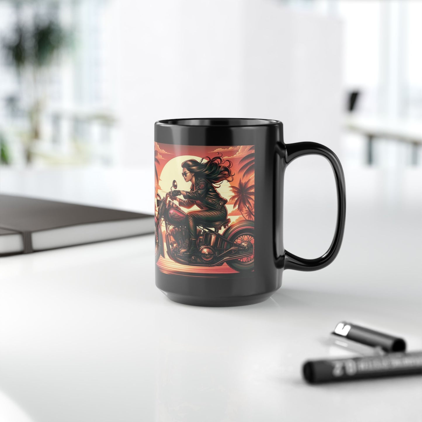 Mug-Pin Up Girl at the Beach Coffee Cup - Unique Gift for Bikers