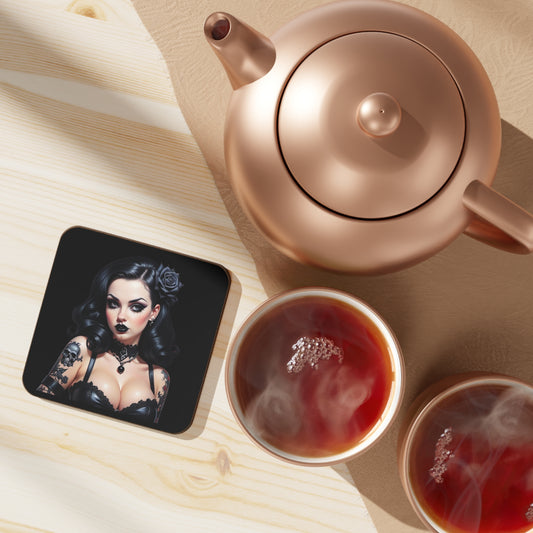 Coaster - Retro Gothic Pinup Tattoo Art Coaster – Alt Style Bar Decor