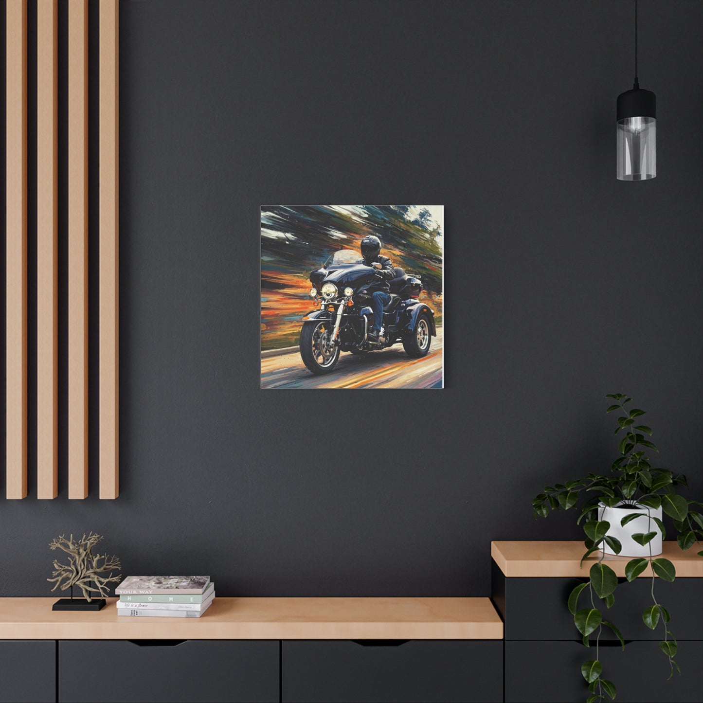 Vibrant Motorcycle Art Canvas - 12x12 Stretched Print