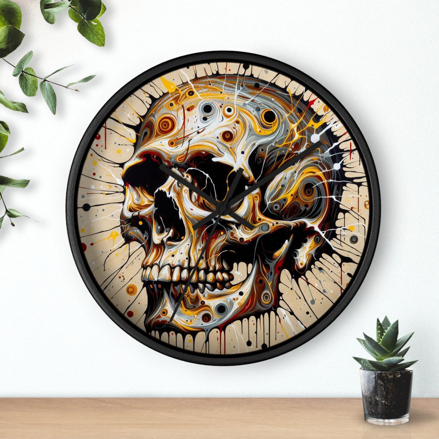 Gothic Skull Wall Clock, Edgy Home Decor, Unique Gift for Halloween, Punk Aesthetic Room Accent, Statement Piece, Artful Timepiece