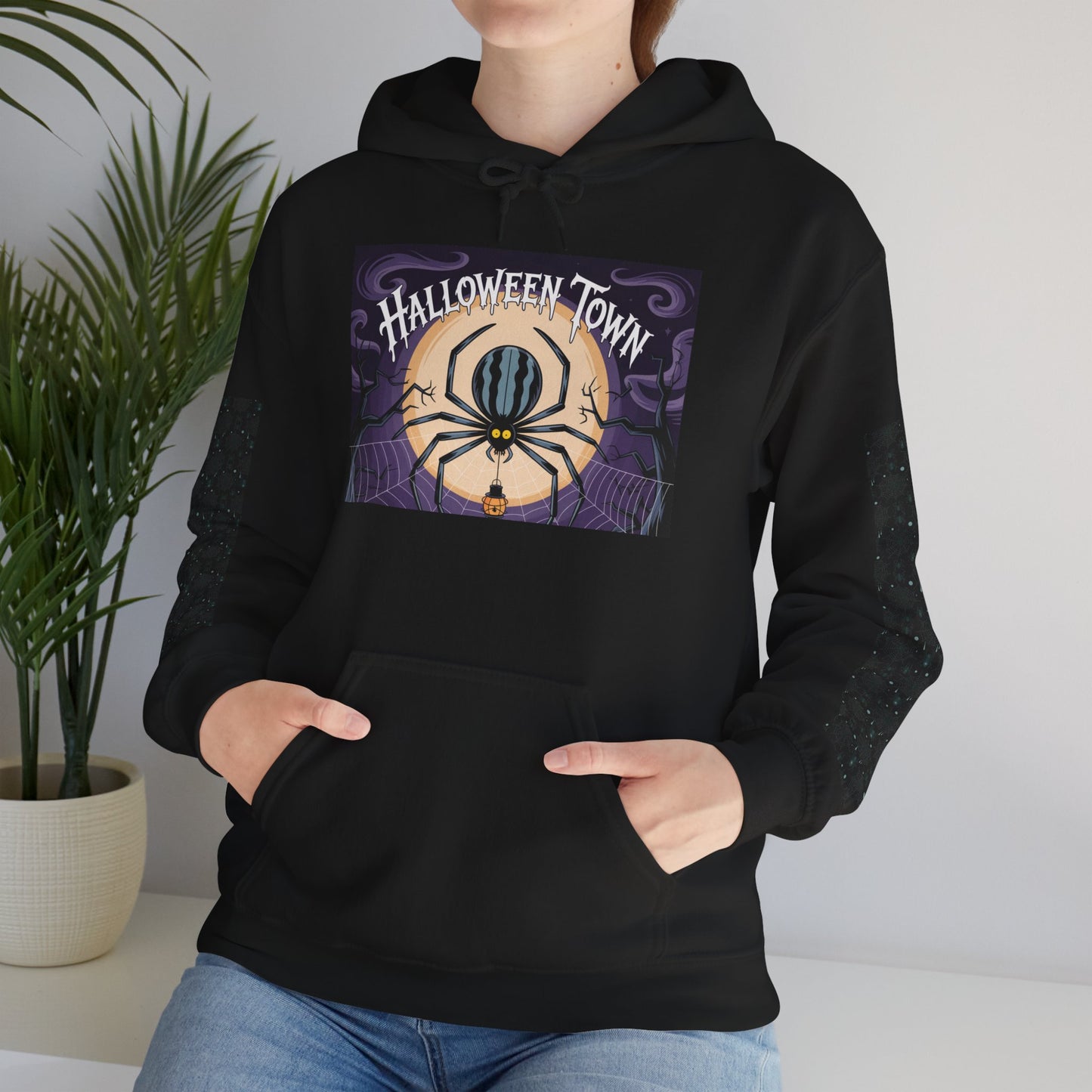 Hooded Sweatshirt -Halloween Town- Spider Design