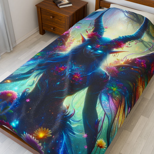 Nature Spirit Plush Blanket – Boho Spiritual Wall Art Throw for Mystical Decor
