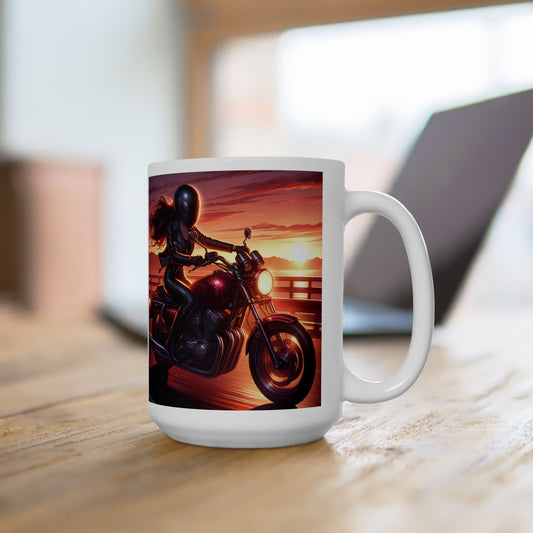 Mug - Ride at Dawn-Lets go ride- Ceramic Drink Mug-Motorcycle ride-Coffee lover gift