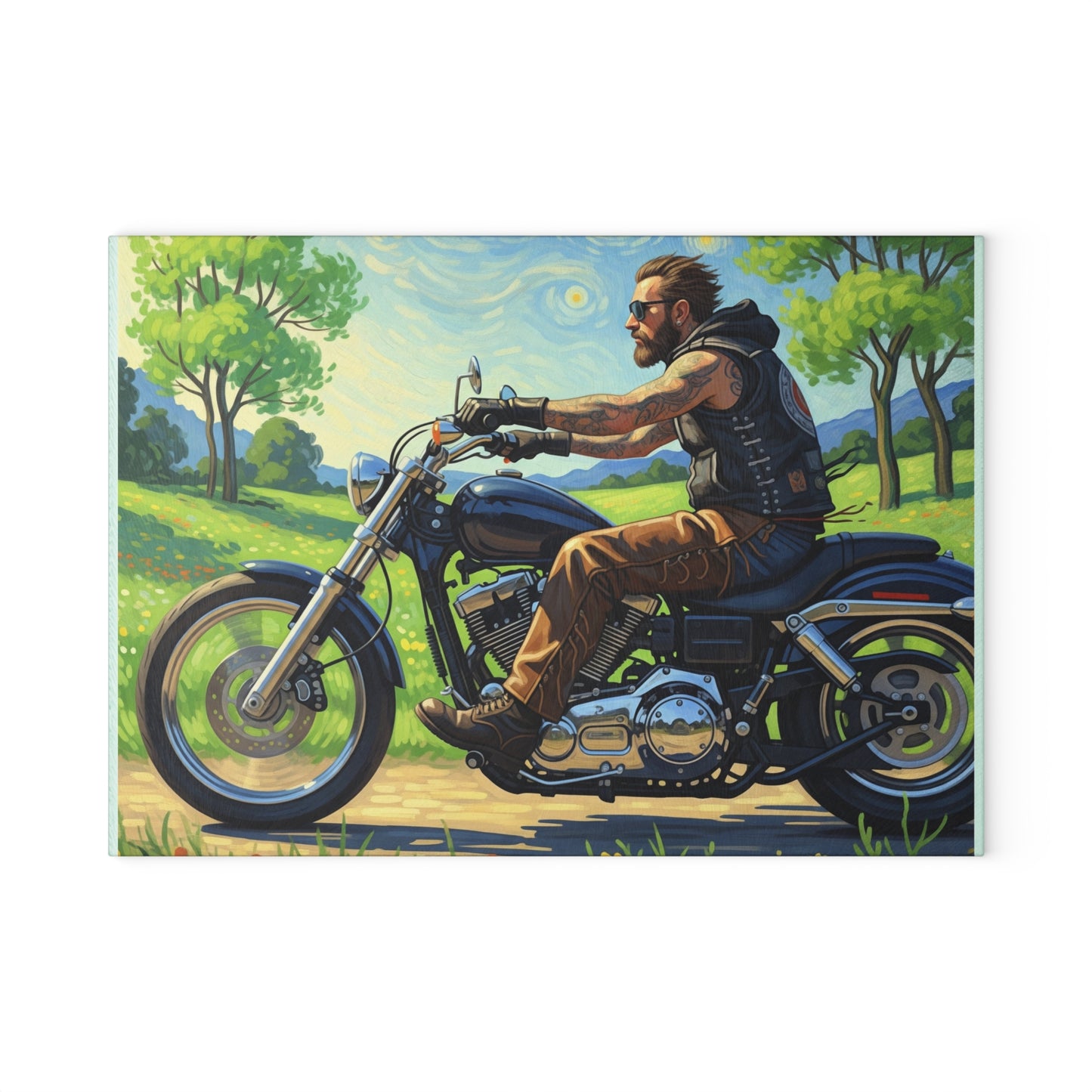 Motorcycle Enthusiast Glass Cutting Board | Perfect for Gifts, Home Decor, Kitchen Accessories, Biker Lifestyle, BBQ Parties