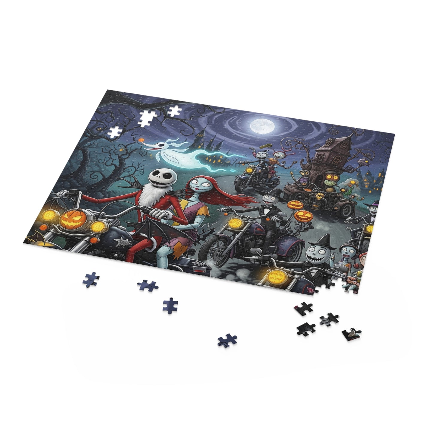 Halloween Themed Puzzle featuring Jack and Sally, Spooky Decor, Family Activity, Fall Fun, Halloween Gift, Nightmare Before Christmas