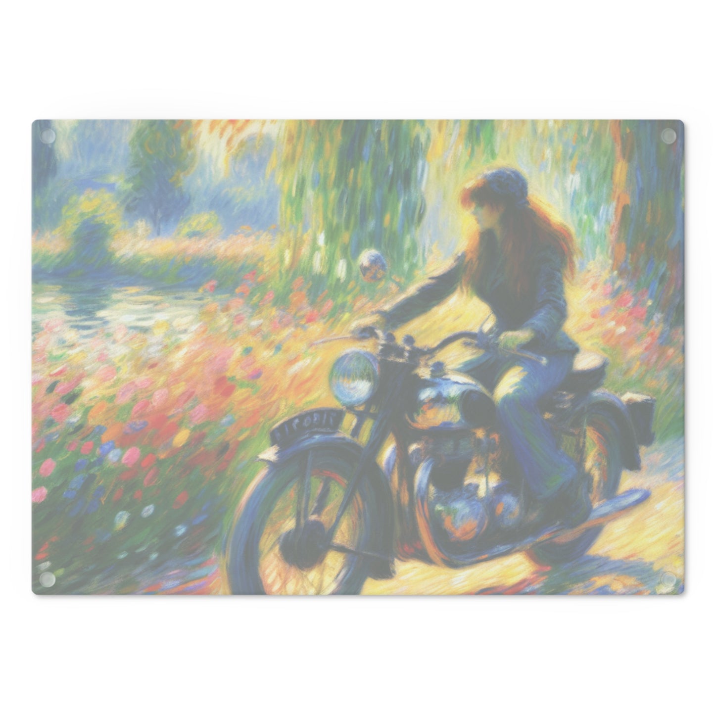 Vintage Monet style Motorcycle Themed Cutting Board - Perfect Gift for Riders