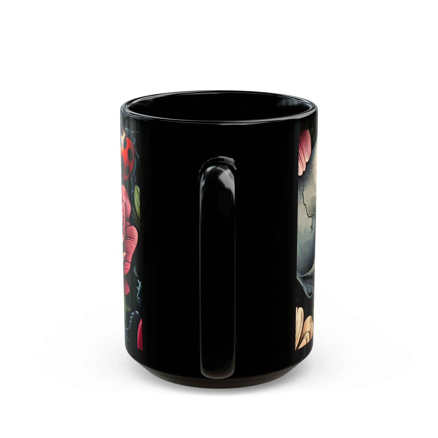 Mug - Floral Skull and Beetle Design-Gothic Kitchen-Graphic Skull Mug