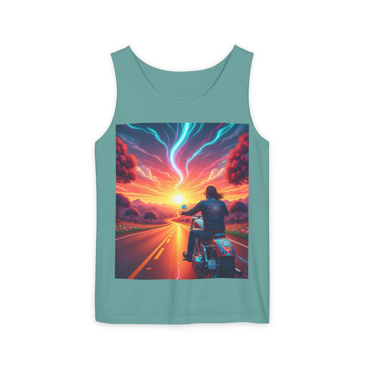 Motorcycle Adventure Tank Top, Unisex Summer Apparel, Gifts for Bikers, Casual Wear for Outdoor Events, Festival Outfit, Road Trip Gear
