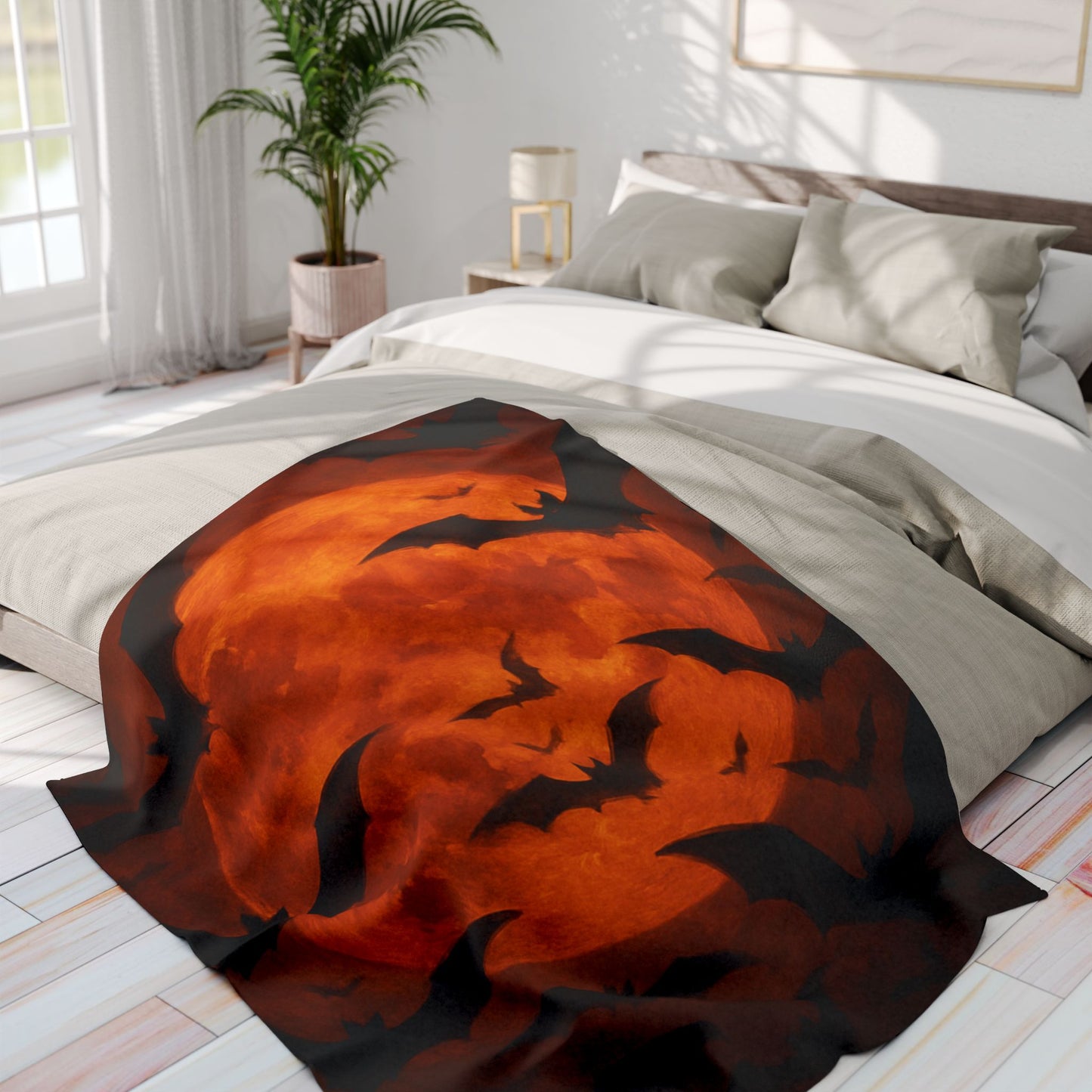 Bat Fleece Blanket | Cozy Throw for Spooky Season, Autumn Decor, Trick-or-Treating, Gift for Halloween Lovers