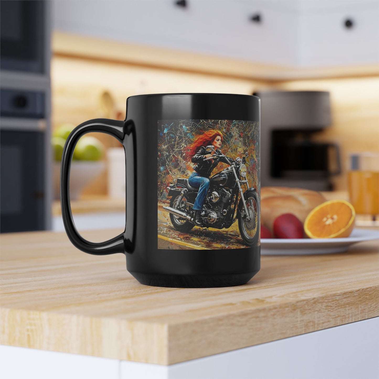 Bold Biker 15oz Black Mug - Perfect Gift for Motorcycle Enthusiasts