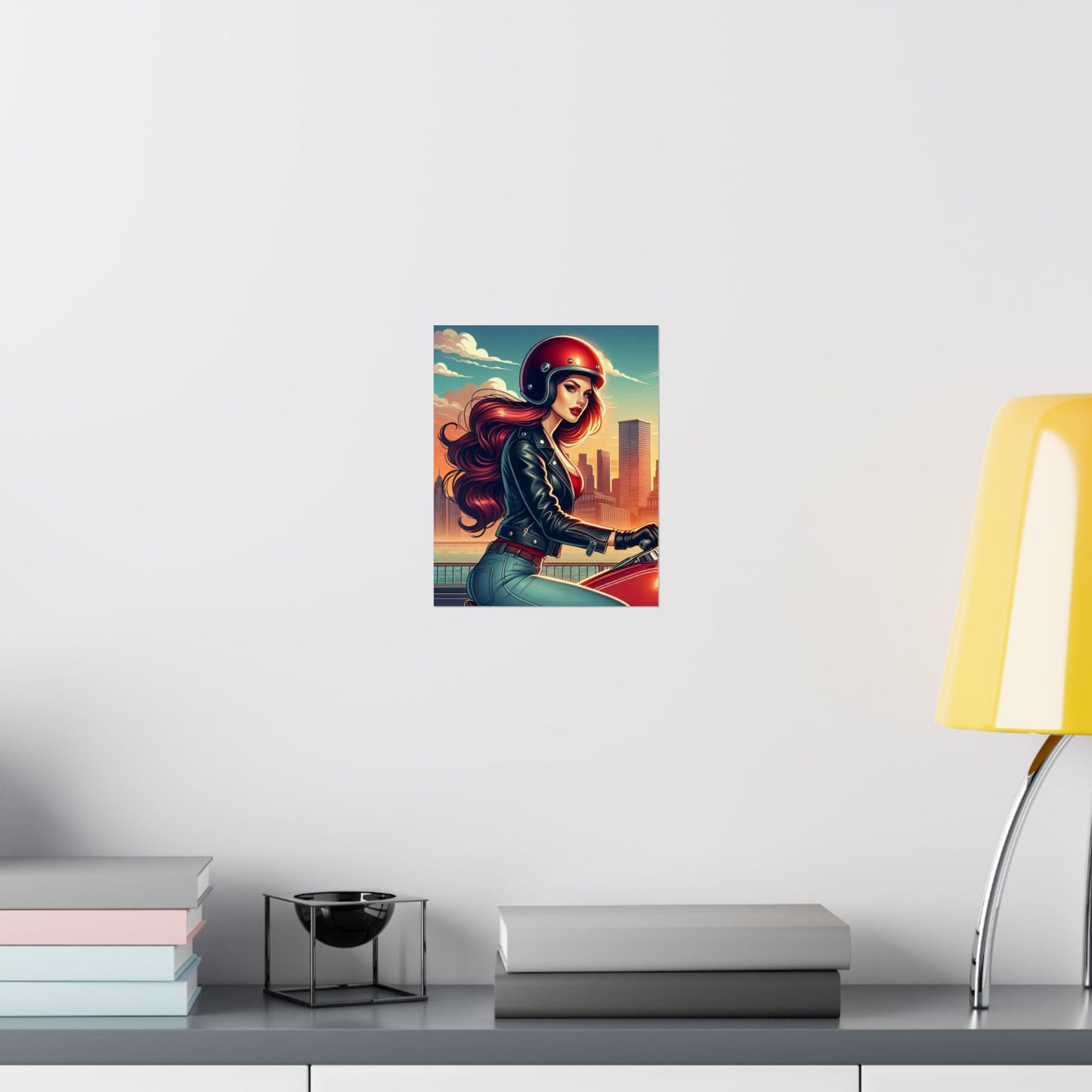 Poster- Motorcycle Pinup-Garage Decor-Man Cave-Retro Wall Art