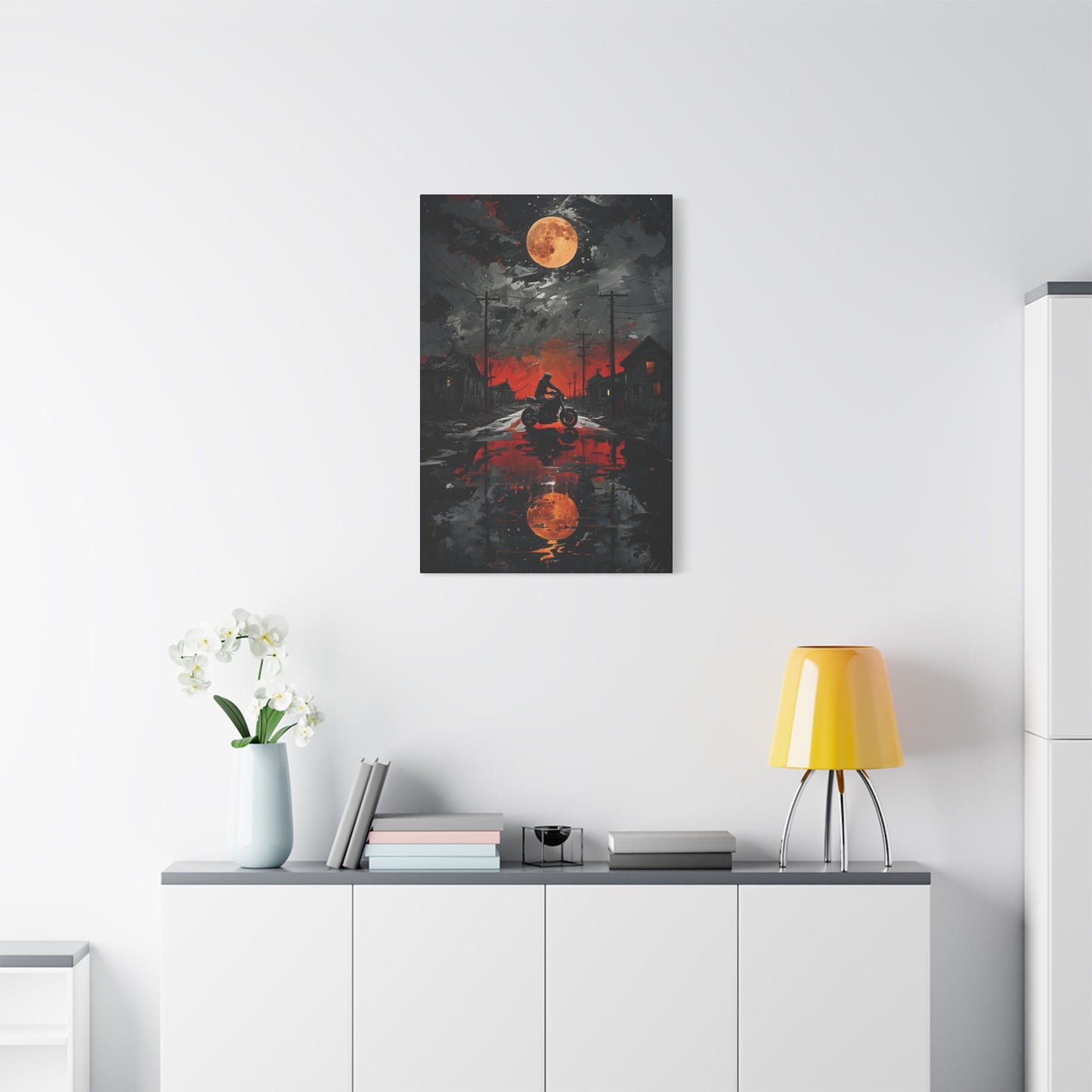 Wall Art - Motorcycle at Sunset-Matte Canvas for Biker Enthusiasts