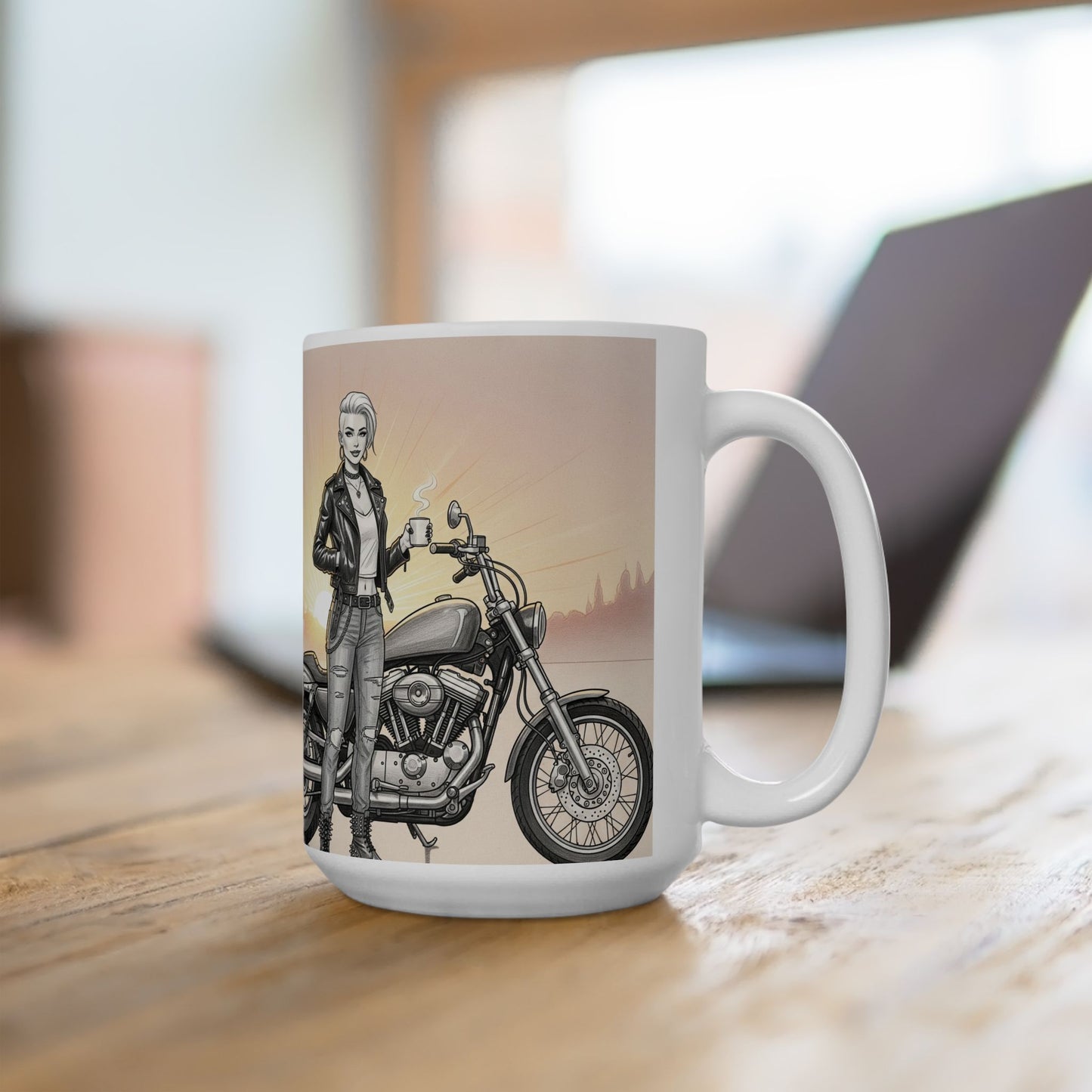 Stylish Motorcycle Mug - Perfect Gift for Bikers, Bike Lovers, Coffee Enthusiasts, or Road Trip Vibes, 11oz, 15oz