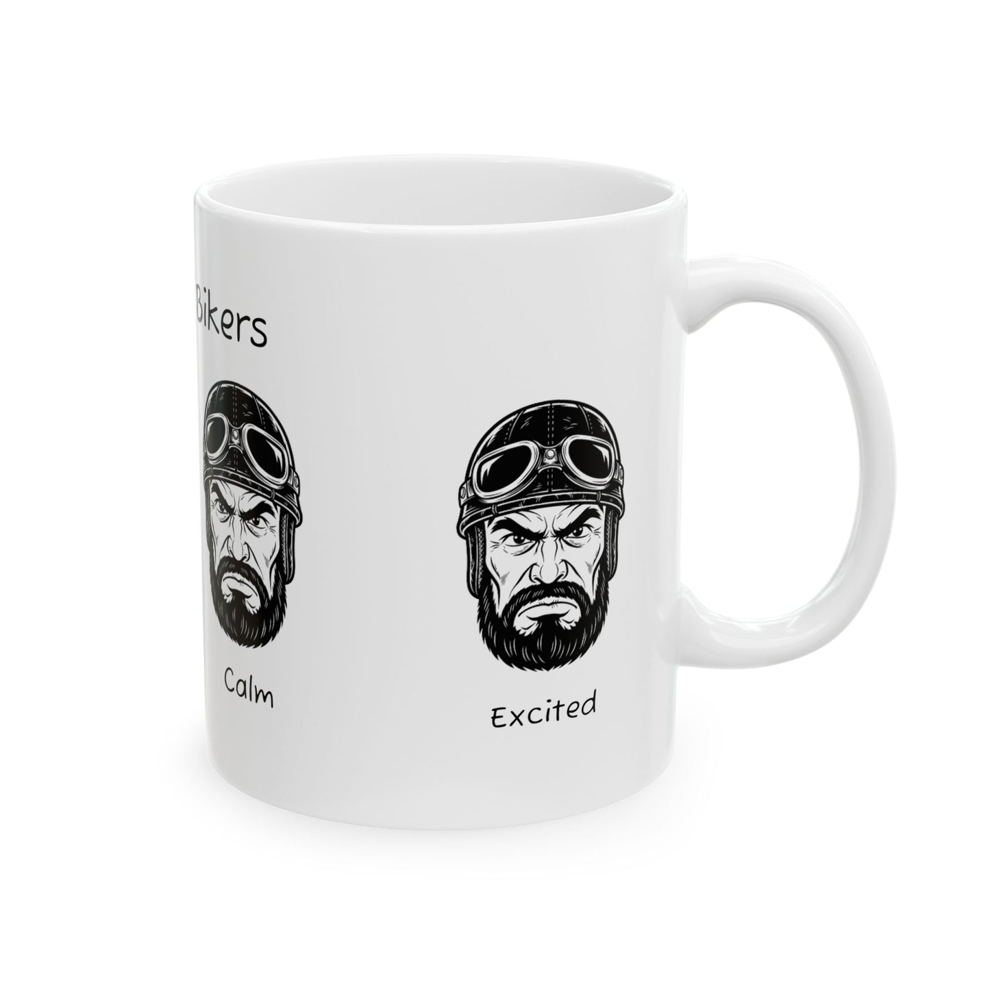 Biker Humor Ceramic Mug - Faces of Bikers, Gifts for Motorcycle Lovers, unique coffee cup, biker gifts, motorcycle mug, expressive drinkware