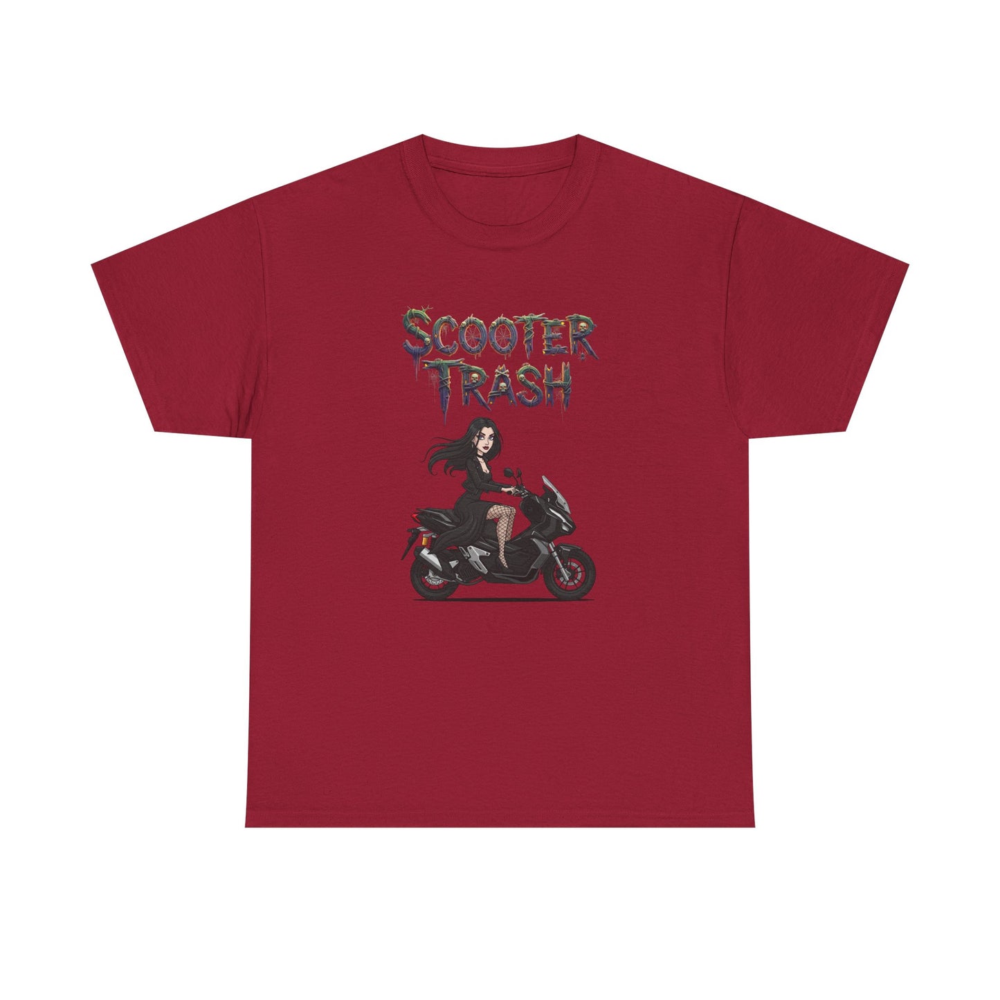 Scooter Trash Unisex Heavy Cotton Tee, Biker Tee, Motorcycle Lover Gift, Casual Cool Shirt, Halloween Motorcycle Tee, Unique Graphic Tee
