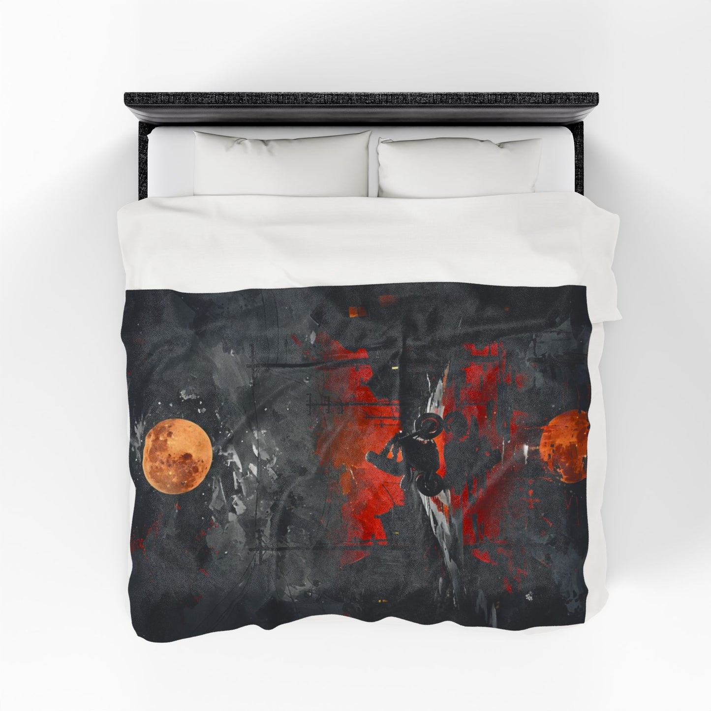 Urban Night Rider Velveteen Plush Blanket | Cozy Home Decor, Motorcycle Lover Gift, Halloween, Fall Decor, Soft Blanket