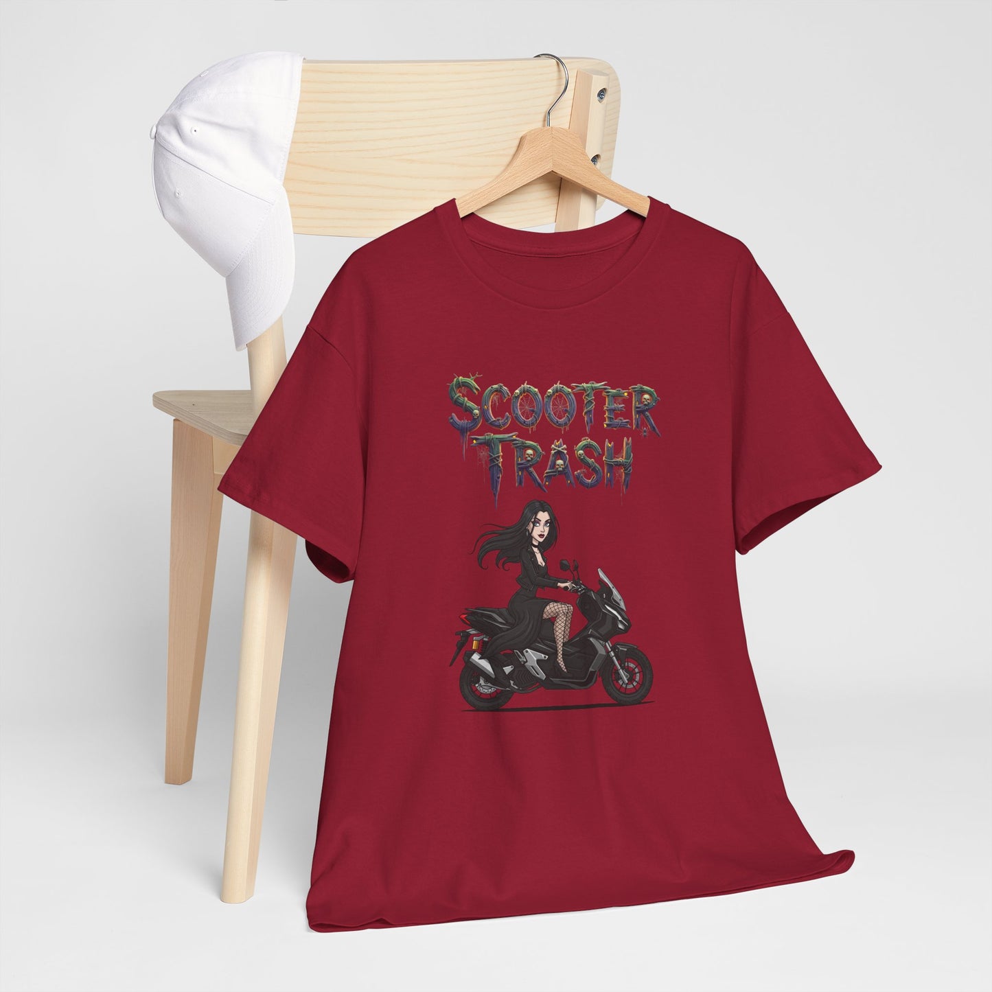 Scooter Trash Unisex Heavy Cotton Tee, Biker Tee, Motorcycle Lover Gift, Casual Cool Shirt, Halloween Motorcycle Tee, Unique Graphic Tee