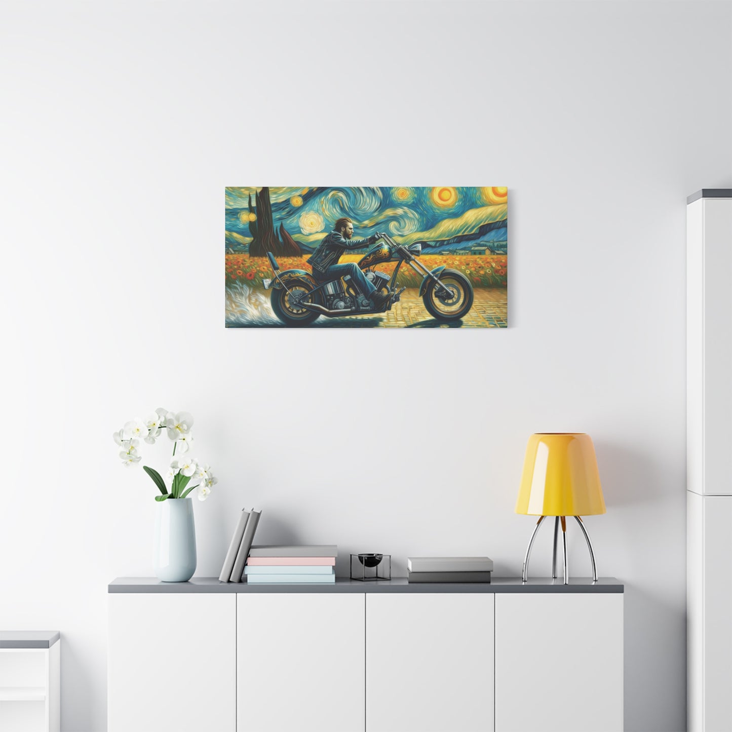 Wall Art-Vincent Van Gogh Inspired Motorcycle Canvas Art