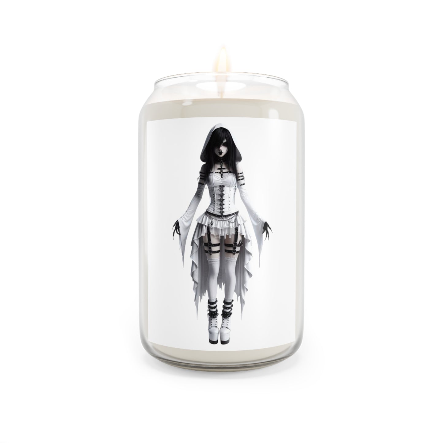 Scented Candle - Gothic Girl in Black & White-Vanilla Bean-Monochrome Decor