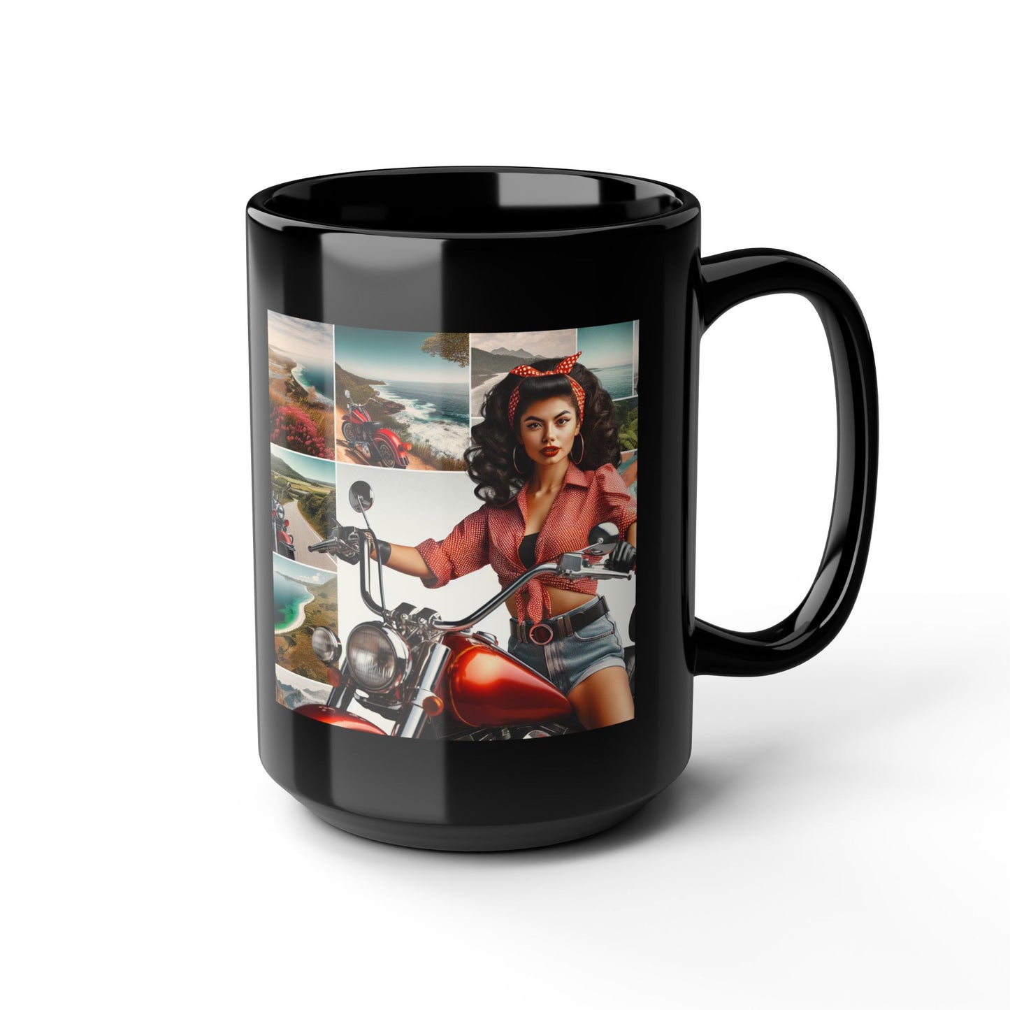 Mug-Pin Up Girl at the Beach-Road Trip -Solo Trip-Gift for Bikers
