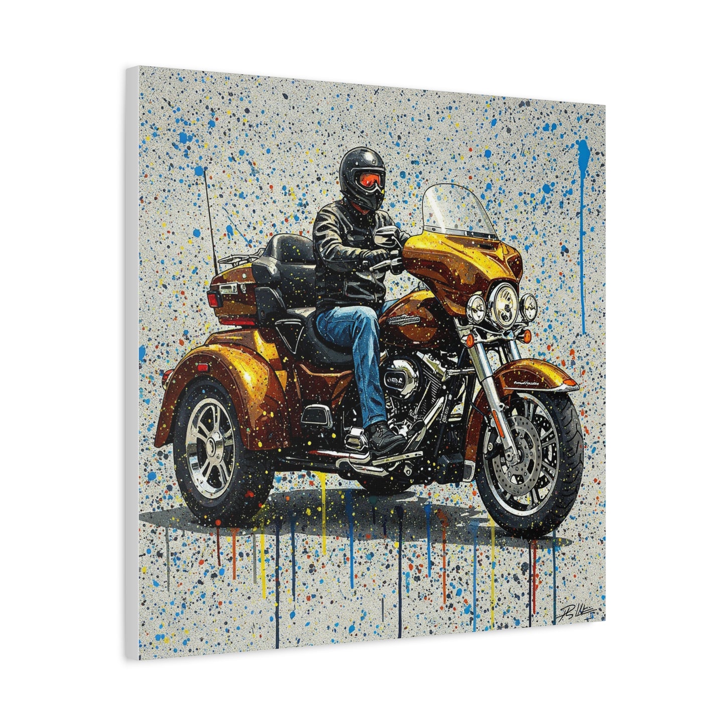 Motorcycle Artwork Canvas - Vibrant Stretched Wall Decor for Bikers