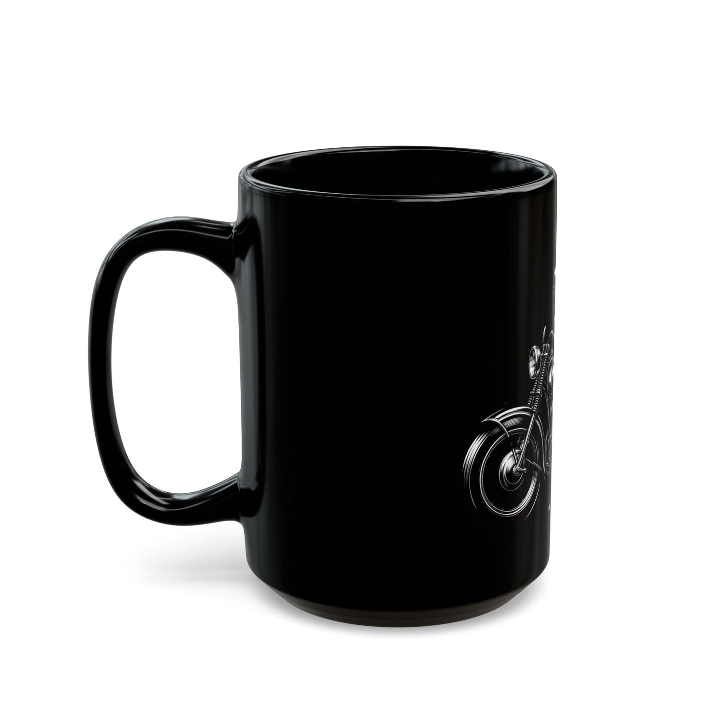Mug - Ready to Ride- Black Drink Mug -Black and White Design