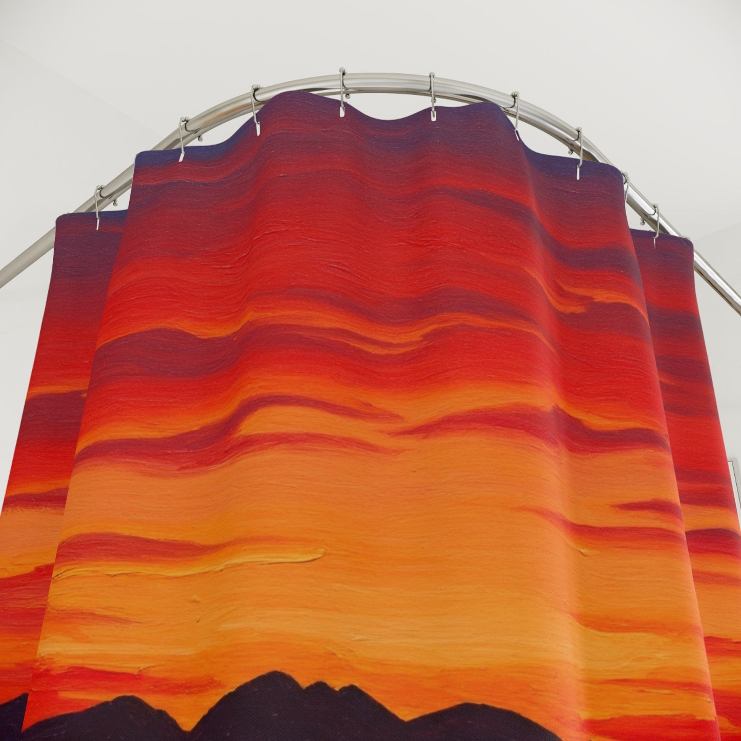 Shower Curtain-Biker Decor-Motorcycle Ride at Sunrise-Biker bathroom