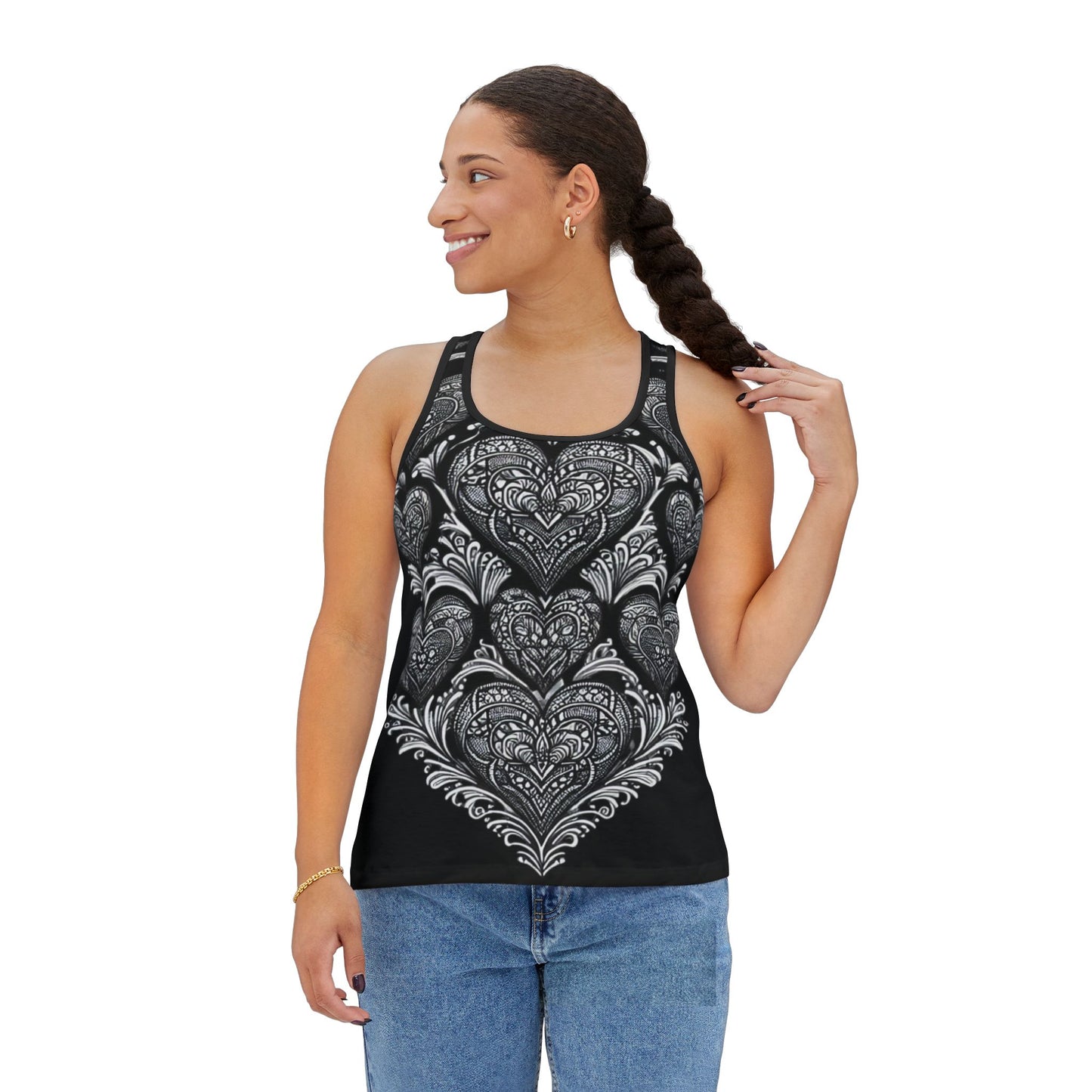 Tank Top-Lacy Hearts-Boho Chic