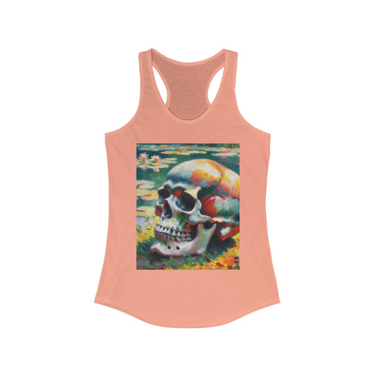 Colorful Skull Graphic Women's Racerback Tank Top, Summer Casual Wear, Festival Outfit, Edgy Fashion Statement, Art-Inspired Piece
