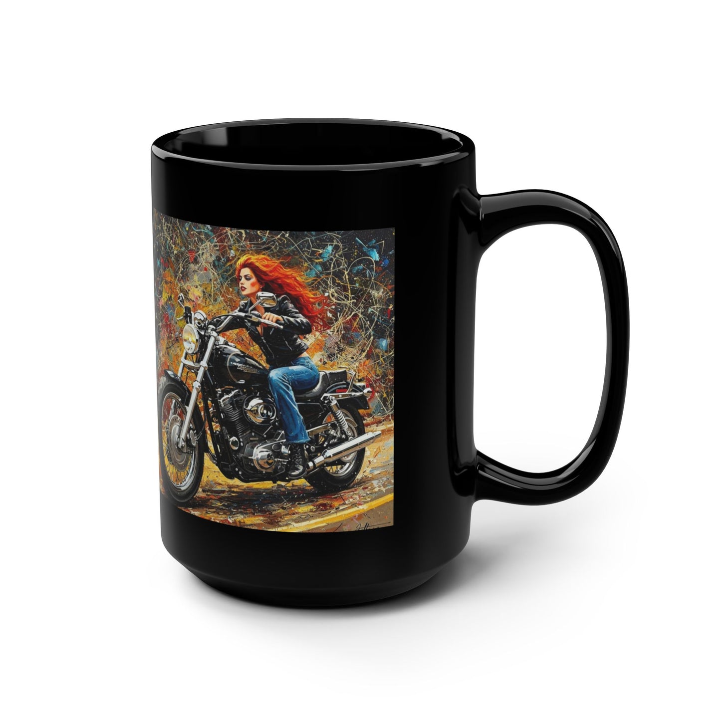 Bold Biker 15oz Black Mug - Perfect Gift for Motorcycle Enthusiasts