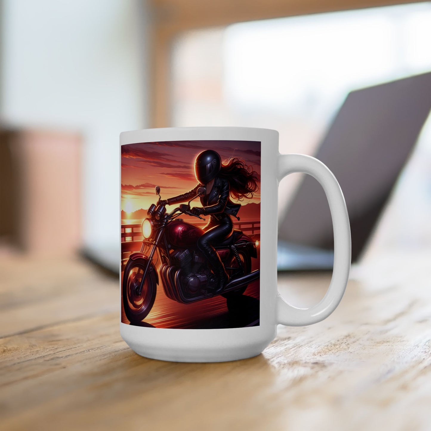 Mug - Ride at Dawn-Lets go ride- Ceramic Drink Mug-Motorcycle ride-Coffee lover gift