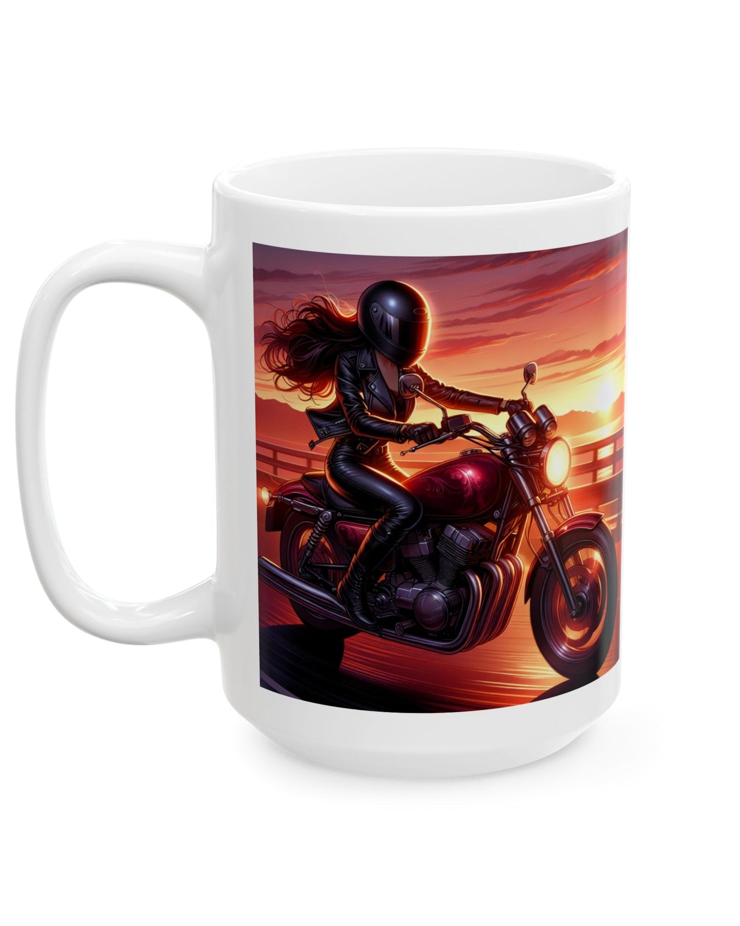 Mug - Ride at Dawn-Lets go ride- Ceramic Drink Mug-Motorcycle ride-Coffee lover gift