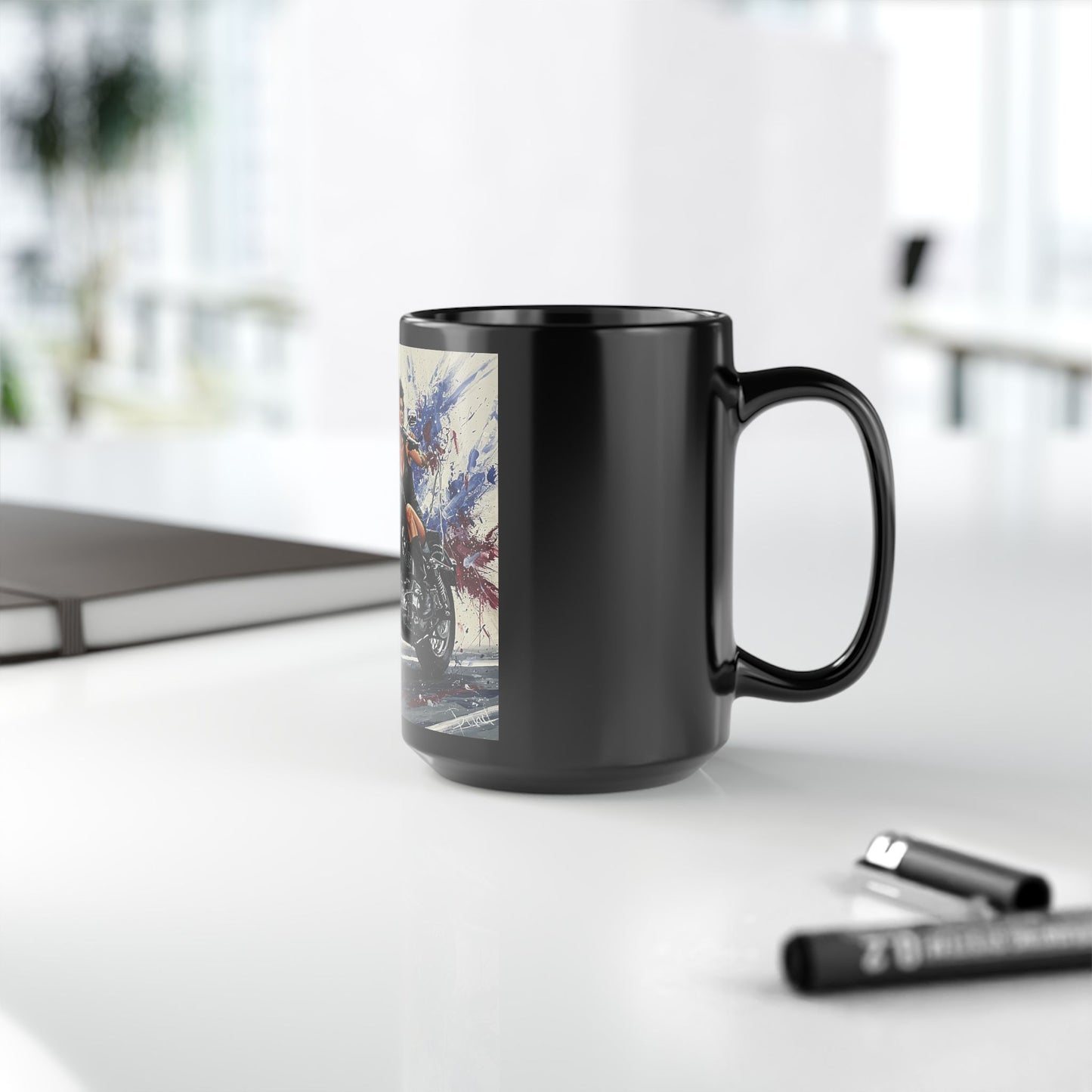 Biker Girl Black Mug - 15oz Motorcycle Enthusiast Coffee Cup
