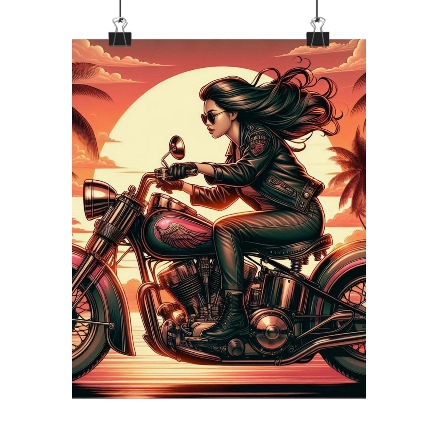 Poster- Motorcycle Pinup-Garage Decor-Man Cave-Retro Wall Art
