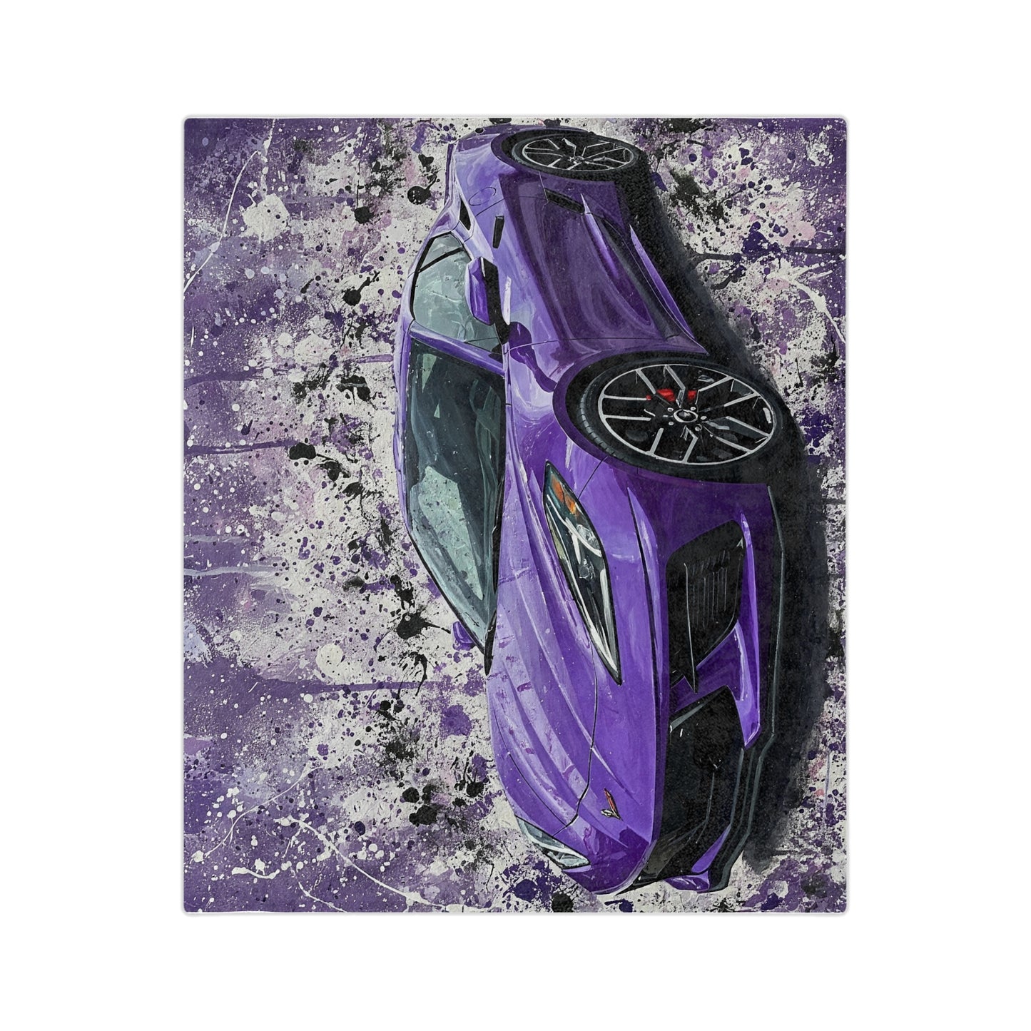 Luxury Purple Sports Car Blanket - Velveteen Microfiber Throw