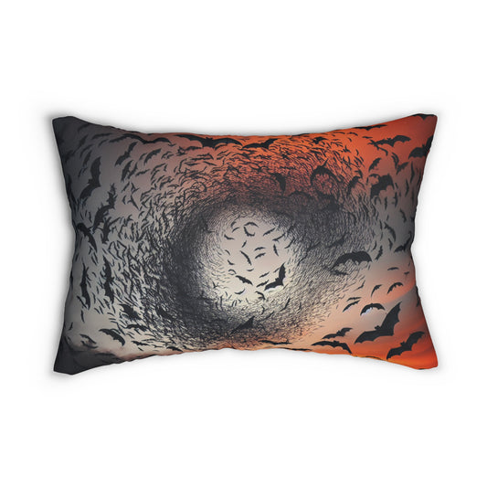 Halloween Bat Lumbar Pillow, Spooky Home Decor, Seasonal Throw Pillow, Bat Design Cushion, Halloween Night Accent Pillow
