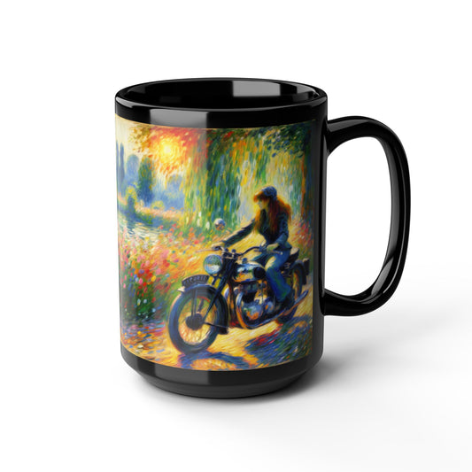 Mug - Monet inspired art-Girl on a Motorcycle-Biker Coffee Cup
