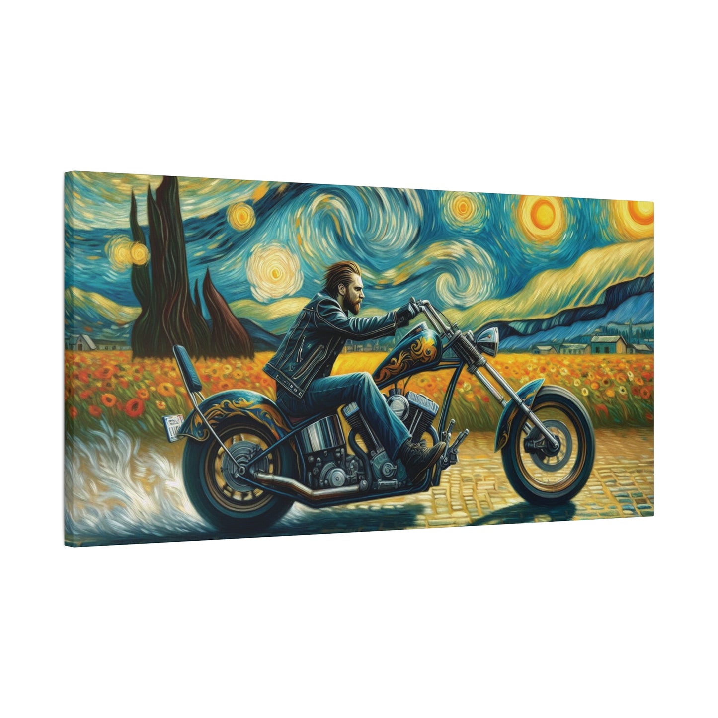 Wall Art-Vincent Van Gogh Inspired Motorcycle Canvas Art