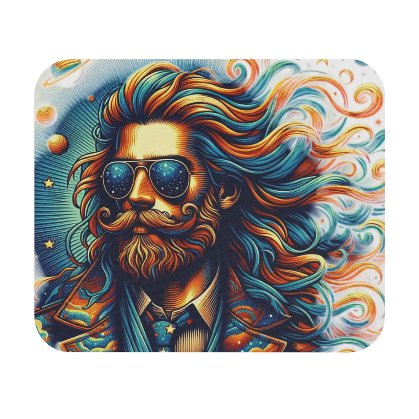 Cosmic Groove Mouse Pad, Retro Art Mousepad, Space Themed Desk Accessory, Bohemian Gift, Computer Mouse Mat