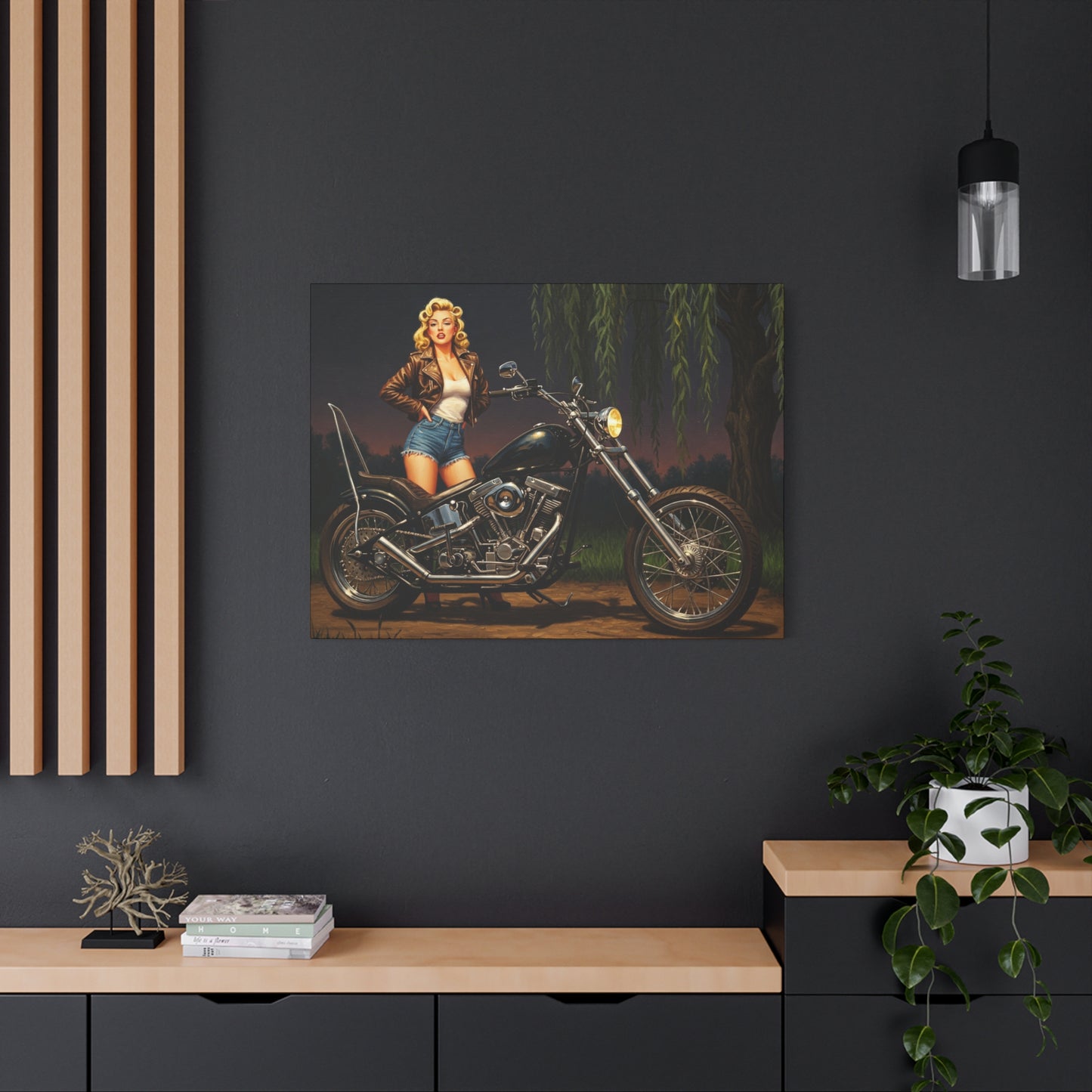 Wall Art- Pinup Biker Girl-Motorcycle Enthusiast Gift