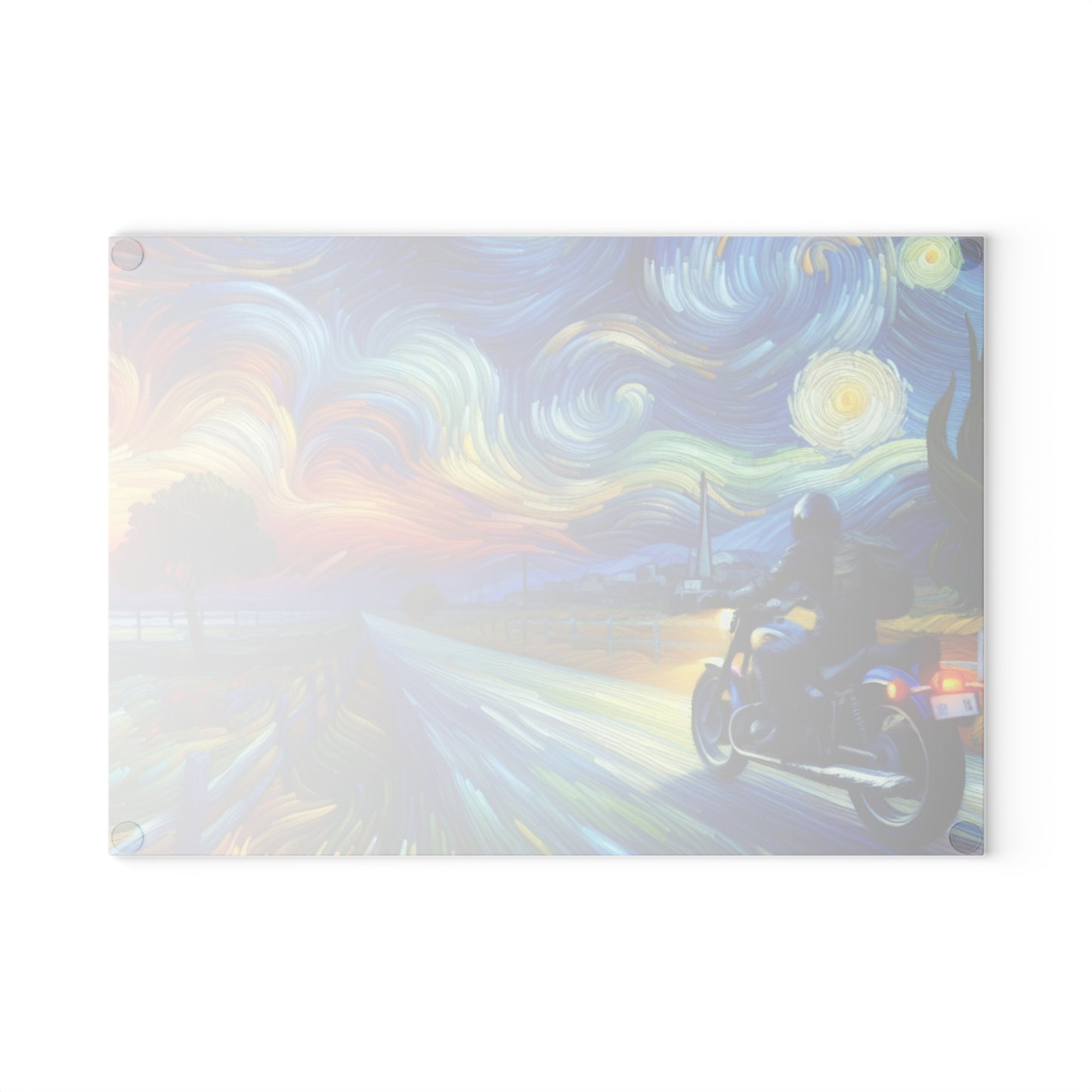 Vibrant Motorcycle Glass Cutting Board - Perfect for Gifts, Home Decor, Kitchen Essentials, Unique Wedding Present, Adventurous Cooking