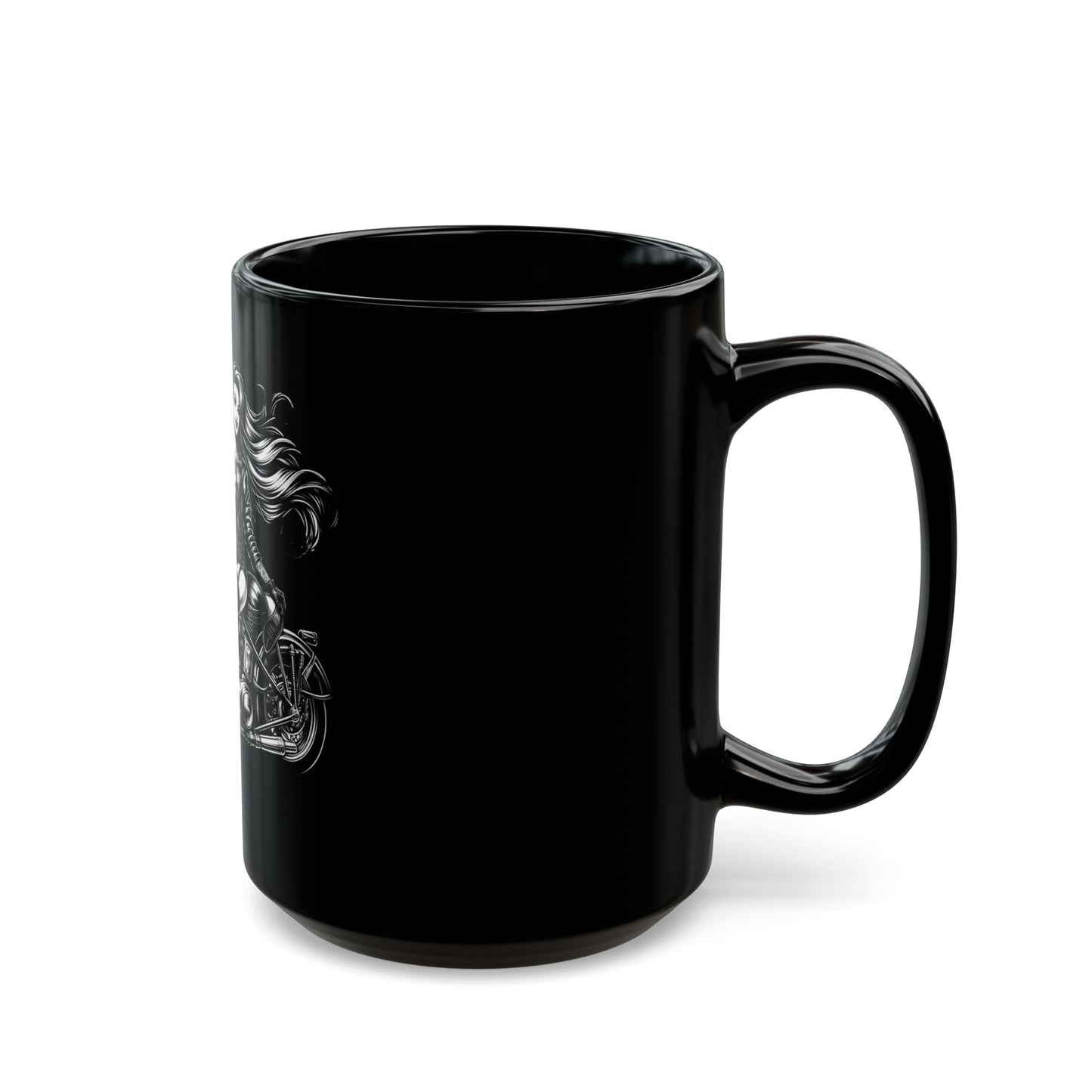 Mug - Ready to Ride- Black Drink Mug -Black and White Design