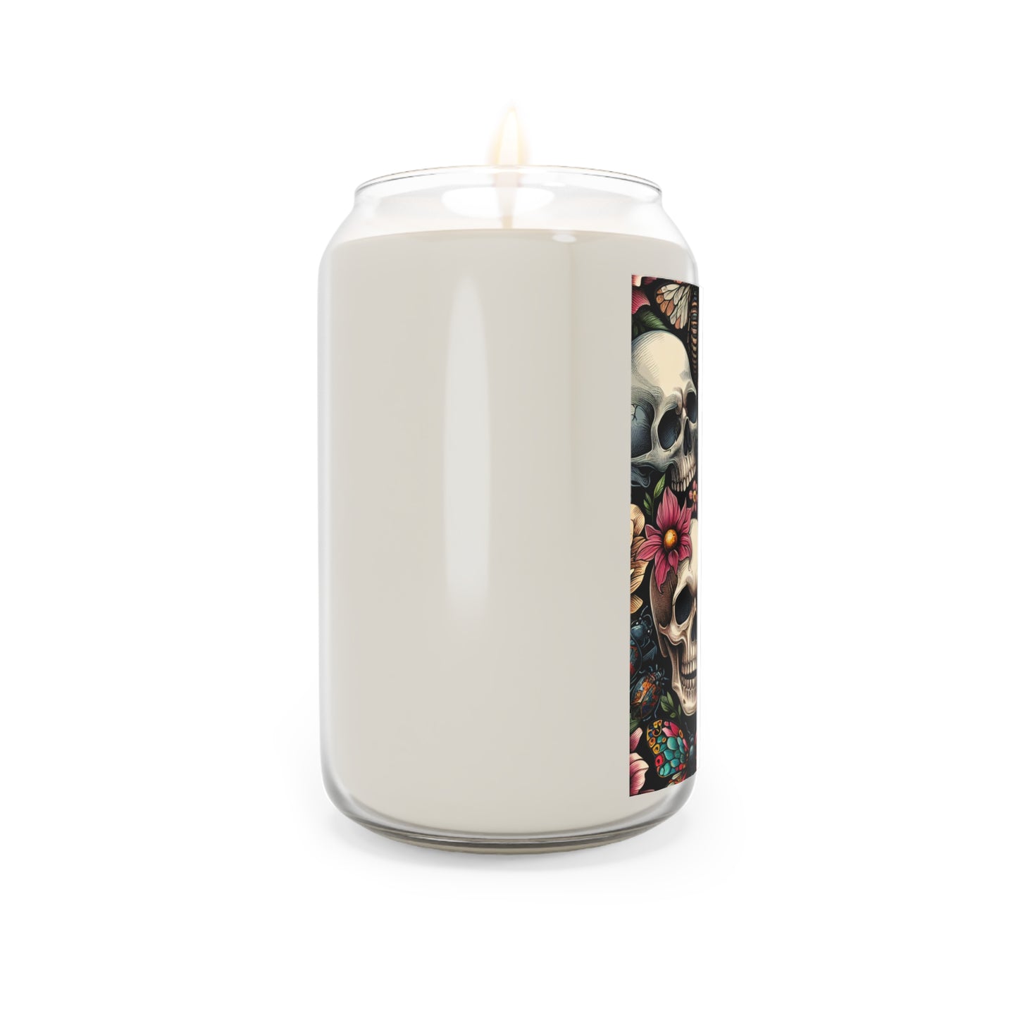 Skull & Floral Scented Candle - 13.75oz, Gothic Decor, Gift for Halloween, Home Fragrance, Boho Home