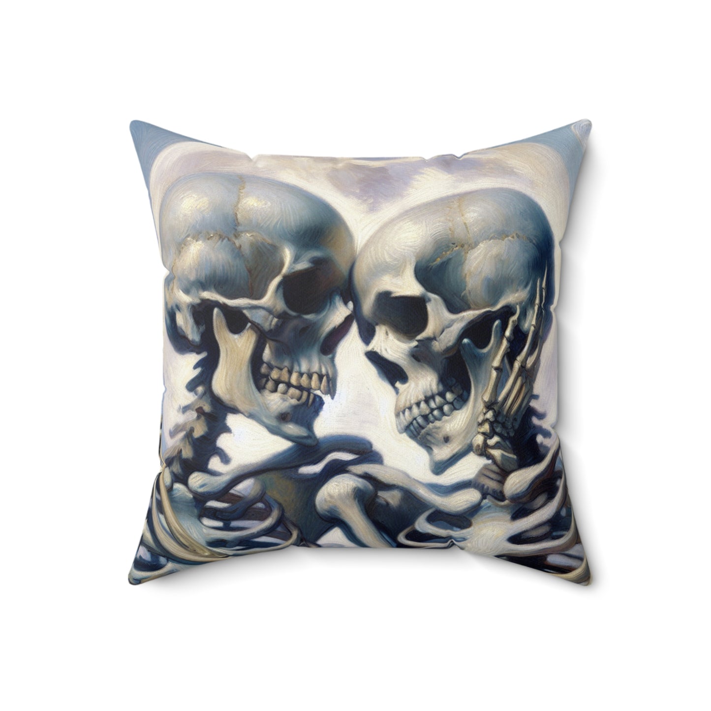 Romantic Skull Art Pillow, Decorative Cushion, Gothic Home Decor, Unique Gift for Halloween, Edgy Bedroom Accent