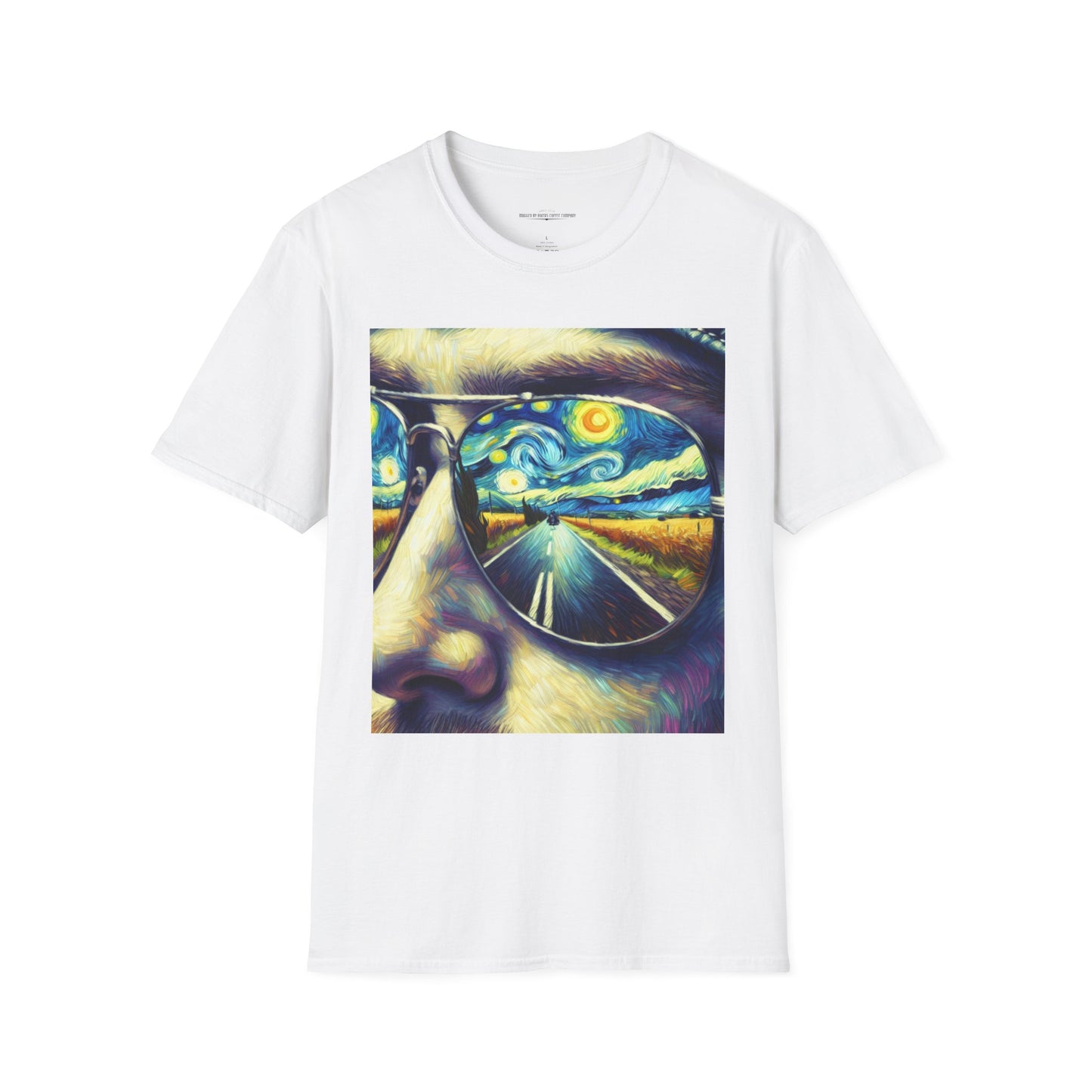 Starry Vision Unisex Softstyle T-Shirt | Artistic Tee, Gift for Art Lovers, Casual Wear, Unique Design, Summer Fashion, Biker Life