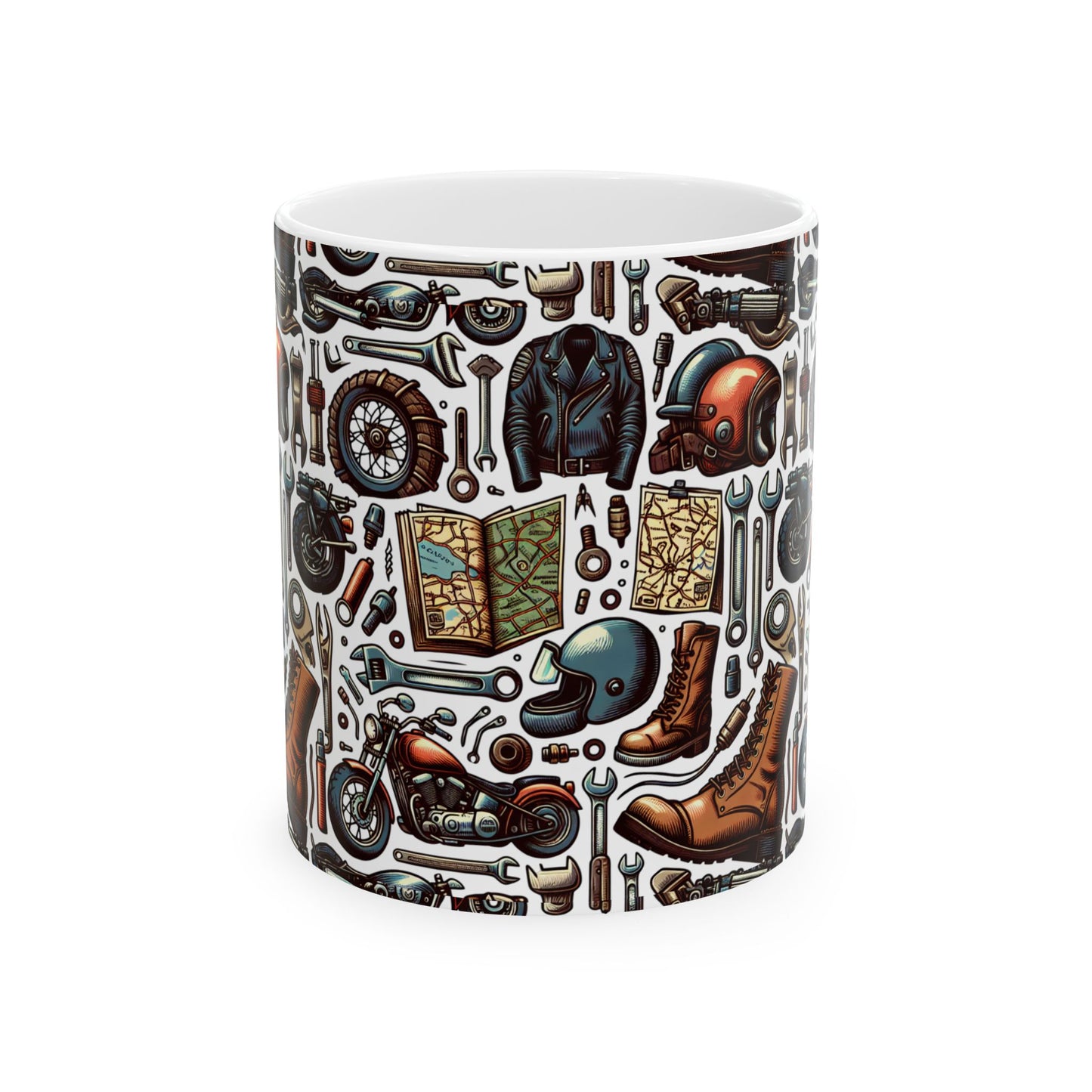 Mug - Bikers Garage Collage- Ceramic Coffee Mug -Father's Day Gift